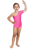 BODY DANZA LYCRA MONOSPALLA MEZZA MANICA FUCSIA BABY